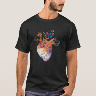 Anatomical Floral Heart Cardiology Medical Cardiac T-Shirt