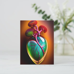 Anatomical Glass Heart Digital Art Postcard