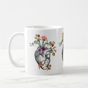 Anatomical Heart and Flowers Anatomical Heart Prin Coffee Mug