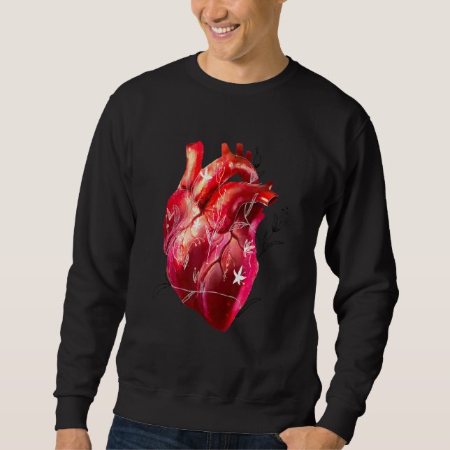 Anatomical Heart And Flowers Cardiologist Design Sweatshirt (Front)