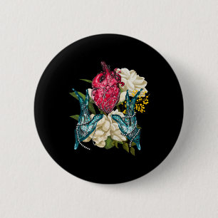 Anatomical Heart And Flowers Doctor Valentine 6 Cm Round Badge
