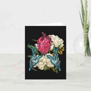 Anatomical Heart And Flowers Doctor Valentine  Card