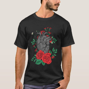 Anatomical Heart And Flowers Men Women Cardiologi T-Shirt