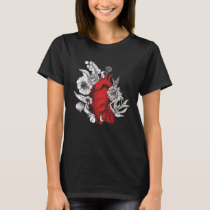 Anatomical Heart And Flowers Men Women Cardiologi T-Shirt