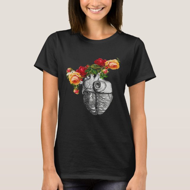 Anatomical Heart And Flowers Show Your Love Women  T-Shirt (Front)