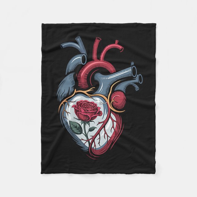 Anatomical Heart Botanical Bloom Biology Rose Vale Fleece Blanket (Front)