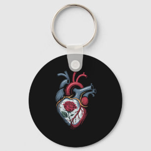 Anatomical Heart Botanical Bloom Biology Rose Vale Key Ring