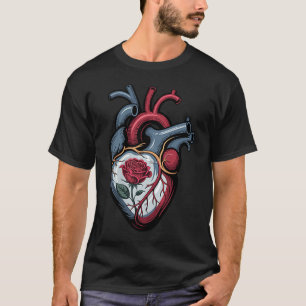Anatomical Heart Botanical Bloom Biology Rose Vale T-Shirt