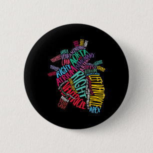 Anatomical Heart Design Cardiac Cardiovascular Icu 6 Cm Round Badge
