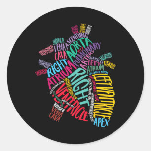 Anatomical Heart Design Cardiac Cardiovascular Icu Classic Round Sticker