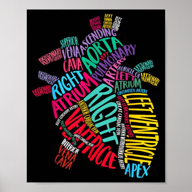 Anatomical Heart Design Cardiac Cardiovascular Icu Poster (Front)