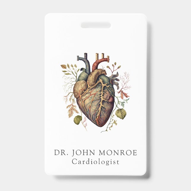 Anatomical Heart Medical Cardiology ID Badge (Front)