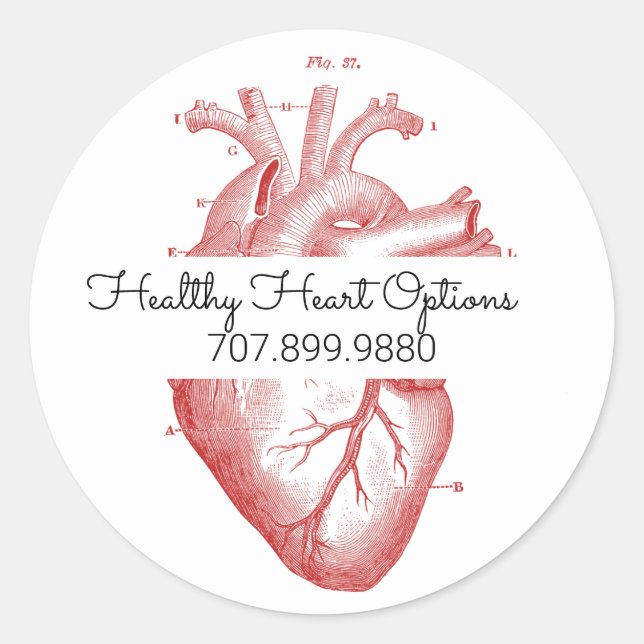 Anatomical Heart Medical Information Classic Round Sticker (Front)