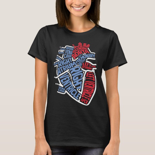 Anatomical Heart Medical Parts Cardiologist Surgeo T-Shirt (Front)