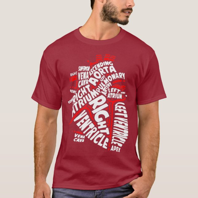 Anatomical Heart Medical Parts of Heart Anatomy T-Shirt (Front)