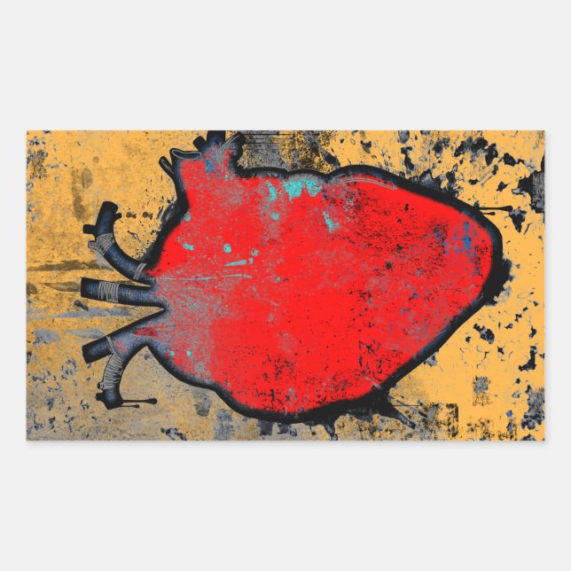 anatomical heart rectangular sticker (Front)