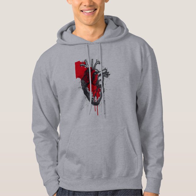 Anatomical Heart Sketch Trash Polka Art Hoodie (Front)