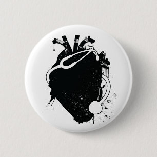 anatomical heart stethoscope 6 cm round badge