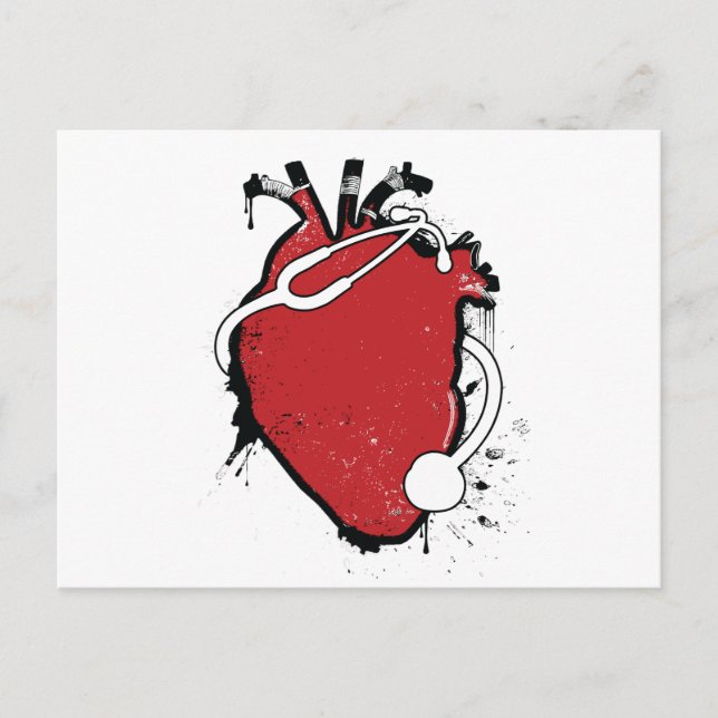 anatomical heart stethoscope postcard (Front)