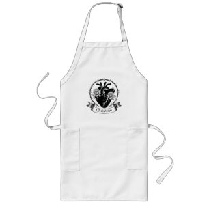 Anatomical Heart Tattoo: Black and White Design Long Apron