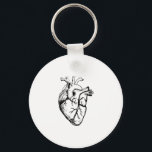 Anatomical Heart Vintage Line Art Key Ring<br><div class="desc">This detailed anatomical heart illustration features intricate line work in a vintage-inspired style, combining medical accuracy with artistic expression. Perfect for medical professionals, students, and anatomy enthusiasts, the design highlights the complexity of the human heart in a clean black-and-white aesthetic. A striking choice for those who appreciate science, anatomy, and...</div>