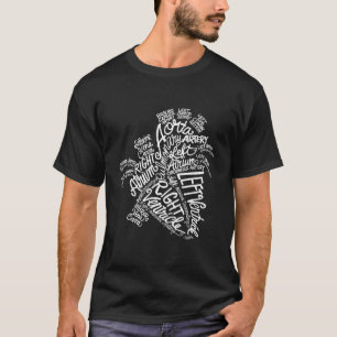 Anatomical Heart White Word Art Medical T-Shirt