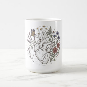 Anatomical Heart Wildflower Bouquet Aesthetic Coffee Mug