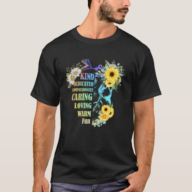 Anatomical Heart With Daisy And Sun Flowers Cardia T-Shirt (Front)
