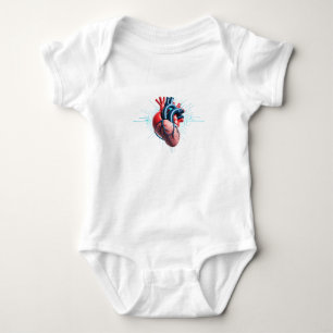 Anatomical Heart with EKG – Medical Art Design Baby Bodysuit
