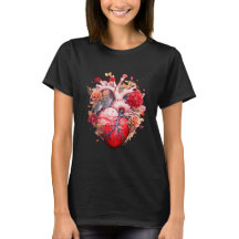 Anatomical heart with flowers