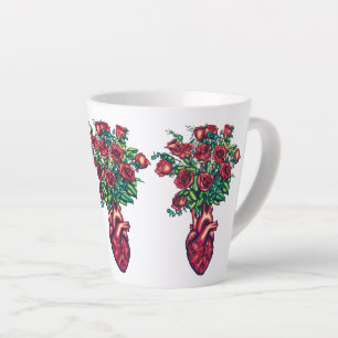 Anatomical Heart with Roses, Heart Warrior Latte Mug