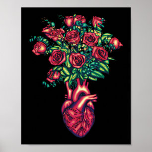 Anatomical Heart with Roses, Heart Warrior Poster