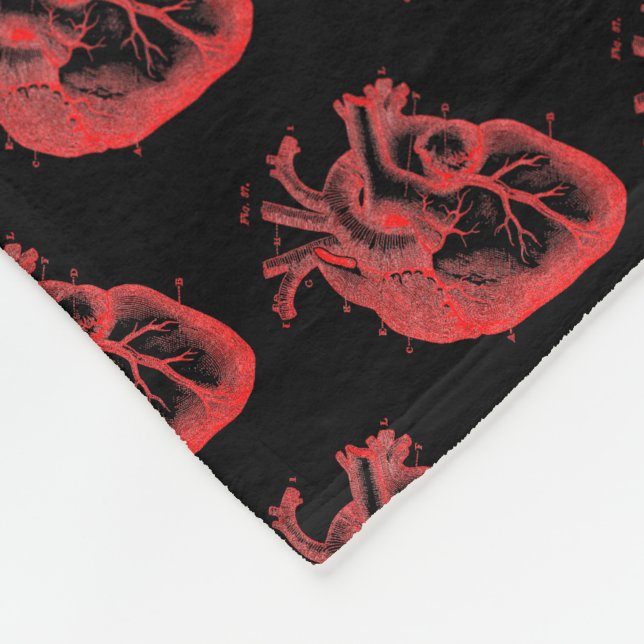 Anatomical Hearts Horror Red Black Cosy Blanket  (Corner)