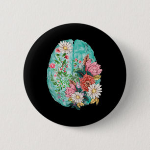 Anatomical Human Brain Mental Health Awareness 6 Cm Round Badge