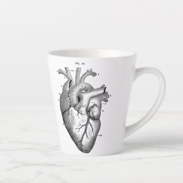 Anatomical Human Heart Vintage Art Cafe Latte Mug (Right)