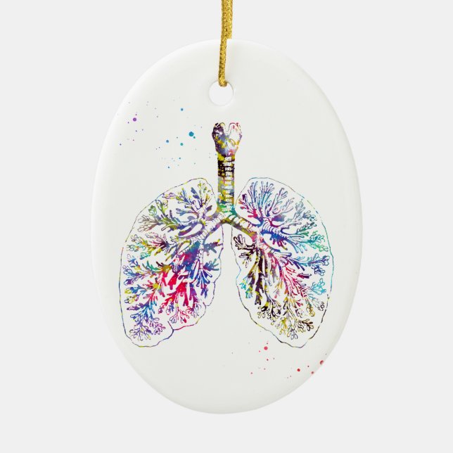 Anatomical Lungs Ceramic Ornament (Front)