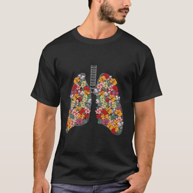 Anatomical Lungs Flowers Medical Science Anatomy T T-Shirt (Front)