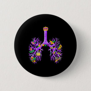 Anatomical Lungs Mardi Gras Respiratory Therapist 6 Cm Round Badge