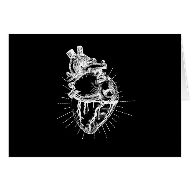 Anatomically Correct Heart Black Background Card (Front Horizontal)
