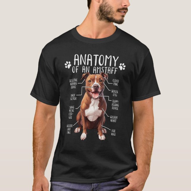 Anatomy American Staffordshire Terrier Dog Amstaff T-Shirt (Front)