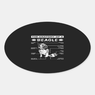 Anatomy Beagle Dog Oval Sticker