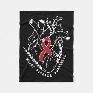 Anatomy Heart Ribbon Chd Heart Disease Awareness M Fleece Blanket