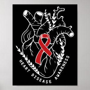 Anatomy Heart Ribbon Chd Heart Disease Awareness M Poster