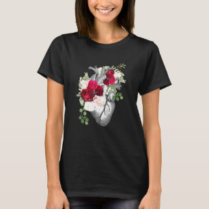 Anatomy Human Heart With Roses Botanical Heart 1 T-Shirt