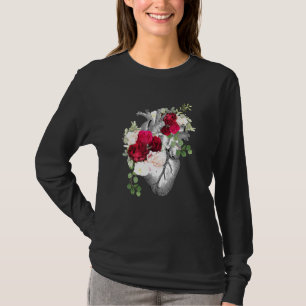 Anatomy Human Heart With Roses Botanical Heart 1 T-Shirt