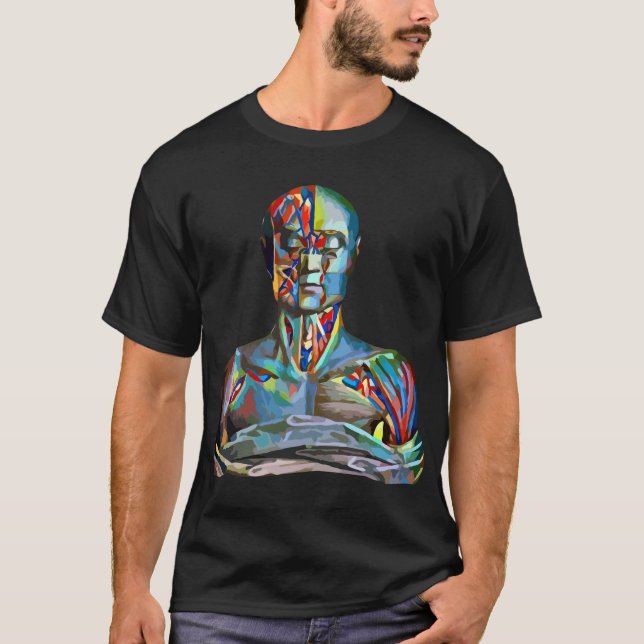 Anatomy Muscle Man Colourful Abstract Art T-Shirt (Front)