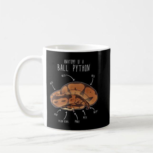 Anatomy of a Ball Python, Funny Pet Reptile Snake  Coffee Mug (Left)