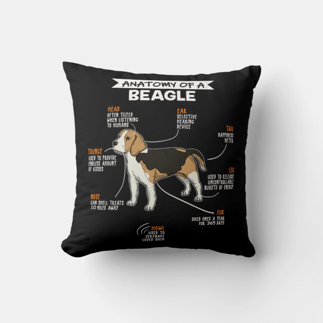 Anatomy Of A Beagle Funny Dog Owner Gift Cushion (Front)