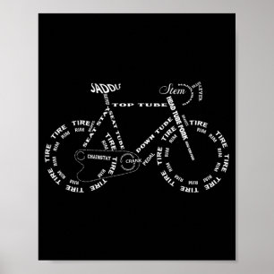Anatomy of a bicycle - funny bicycle parts cycling poster