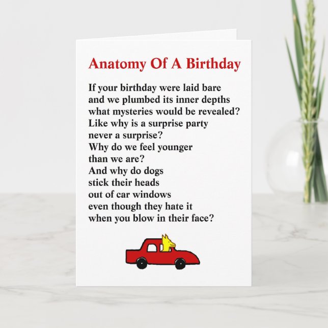 Anatomy of a Birthday - a quirky birthday poem Card (Front)